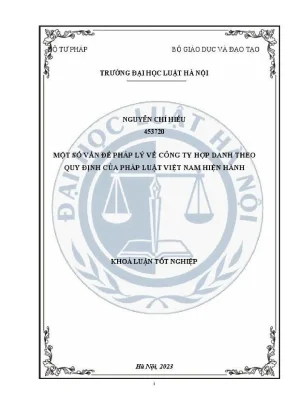 Khóa luận tốt nghiệp một số vấn đề pháp lý về công ty hợp danh theo quy định của pháp luật việt nam hiện hành