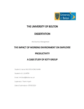 The impact of working environment on employee productivity a case study of eoty group