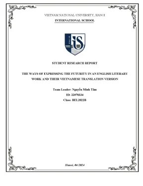 Báo cáo nghiên cứu khoa học the ways of expressing the futurity in an english literary work and their vietnamese translation version