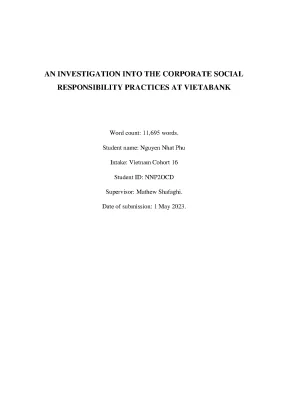An invetigation into the corporate social responsibility practcies at vietabank