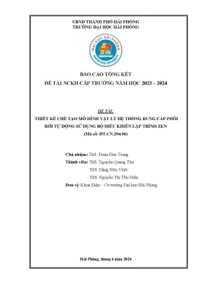 Đề tài nghiên cứu khoa học cấp trường thiết kế chế tạo mô hình vật lý hệ thống rung cấp phôi rời tự động sử dụng bộ điều khiển lập trình zen
