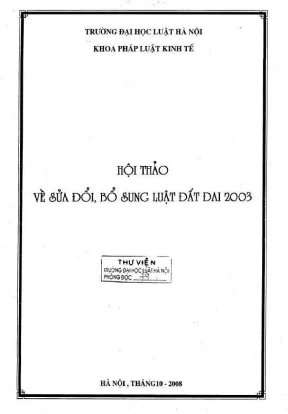 Kỷ yếu hội thảo khoa học về sửa đổi bổ sung luật đất đai 2003