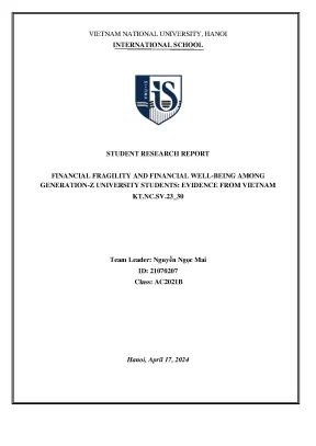 Báo cáo nghiên cứu khoa học financial fragility and financial wellbeing among generation z university students evidence from viet nam