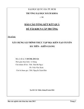 Đề tài nghiên cứu khoa học cấp trường xây dựng lộ trình thực tập địa kiến tạo tuyến hà tiên kiên giang