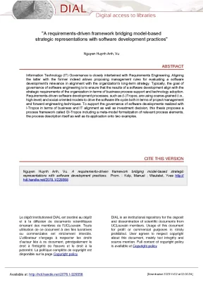Doctoral thesis a requirementsdriven framework bridging modelbased strategic representations with software development practices
