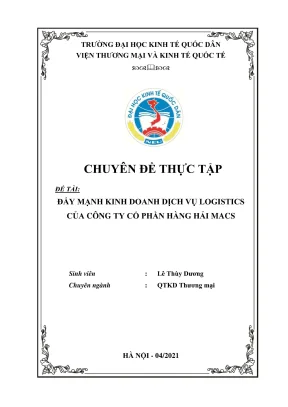 Chuyên đề thực tập đẩy mạnh kinh doanh dịch vụ logistics của công ty cổ phần hàng hải macs