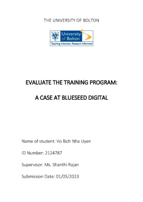 Evaluate the training program acase at blueseed digital