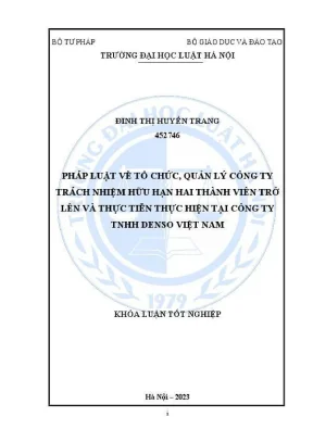 Khoá luận tốt nghiệp pháp luật về tổ chức quản lý công ty trách nhiệm hữu hạn hai thành viên trở lên và thực tiễn thực hiện tại công ty tnhh denso việt nam