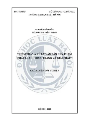 Khóa luận tốt nghiệp kiểm tra và xử lí văn bản quy phạm pháp luật thực trạng và giải pháp