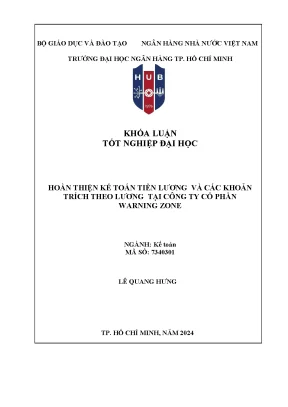 Khóa luận tốt nghiệp hoàn thiện kế toán tiền lương và các khoản trích theo lương tại công ty cổ phần warning zone