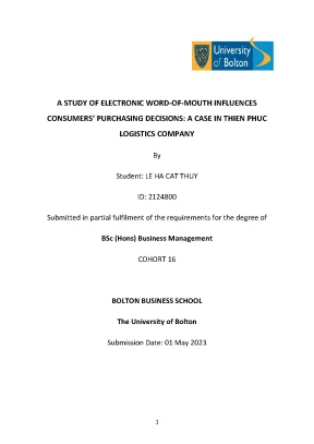 A study electronic wordofmouth influences consumers purchasing decisions a case in thien phuc logistics company