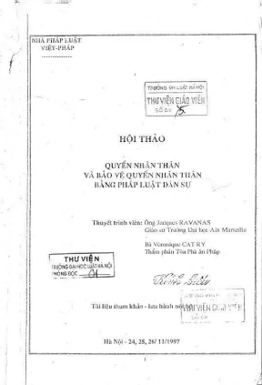 Kỷ yếu hội thảo khoa học quyền nhân thân và bảo vệ quyền nhân thân bằng pháp luật dân sự