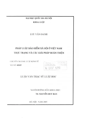 Luận văn thạc sĩ luật học pháp luật bảo hiểm xã hội ở việt nam thực trạng và các giải pháp hoàn thiện