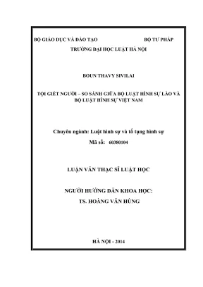 Luận văn thạc sĩ luật học tội giết người so sánh giữa bộ luật hình sự lào và bộ luật hình sự việt nam