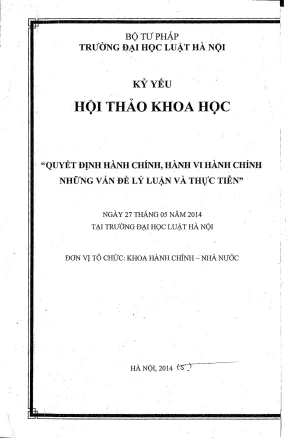 Kỷ yếu hội thảo khoa học quyết định hành chính hành vi hành chính những vấn đề lý luận và thực tiễn