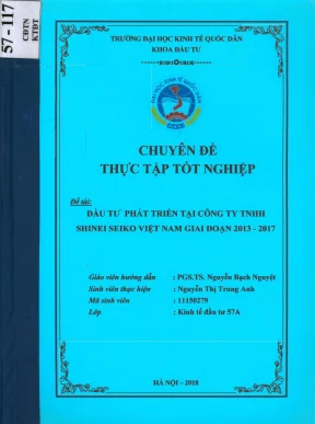 Chuyên đề thực tập tốt nghiệp đầu tư phát triển tại công ty tnhh shinei seiko việt nam giai đoạn 20132017