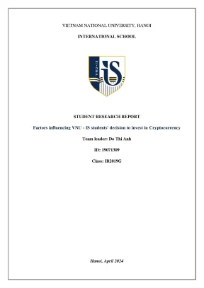 Báo cáo nghiên cứu khoa học factors influencing vnu is students decision to invest in cryptocurrency