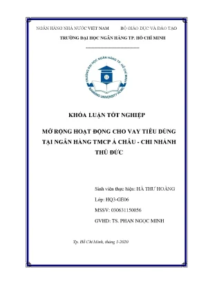 Khóa luận đại học tài chính ngân hàng mở rộng hoạt động cho vay tiêu dùng tại ngân hàng tmcp á châu chi nhánh thủ đức