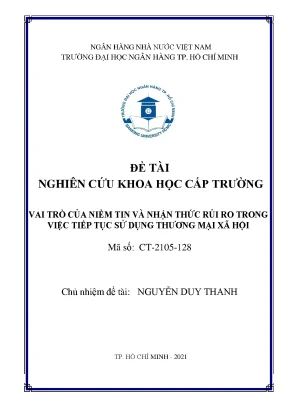 Đề tài nghiên cứu khoa học vai trò của niềm tin và nhận thức rủi ro trong việc tiếp tục sử dụng thương mại xã hội