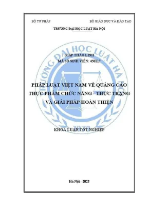 Khoá luận tốt nghiệp pháp luật việt nam về quảng cáo thực phẩm chức năng thực trạng và giải pháp hoàn thiện