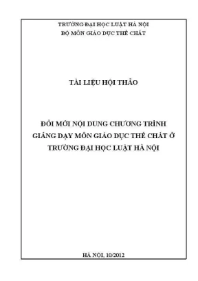 Kỷ yếu hội thảo khoa học đổi mới nội dung chương trình giảng dạy môn giáo dục thể chất ở trường đại học luật hà nội