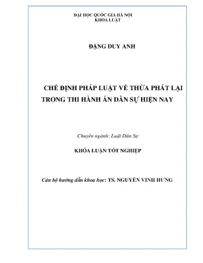 Khóa luận tốt nghiệp chế định pháp luật về thừa phát lại trong thi hành án dân sự hiện nay