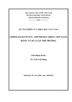 Đề tài nghiên cứu khoa học chính sách cổ tức chi phí huy động vốn ngân hàng và kỷ luật thị trường
