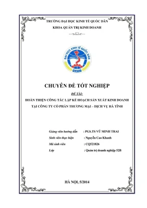 Chuyên đề tốt nghiệp hoàn thiện công tác lập kế hoạch sản xuất kinh doanh tại công ty cổ phần thương mại dịch vụ hà tĩnh