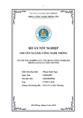 Khóa luận tốt nghiệp công nghệ thông tin nghiên cứu ứng dụng công nghệ iot trong giám sát môi trường