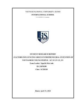 Báo cáo nghiên cứu khoa học factors influencing green entrepreneurial intention of vietnamese young people