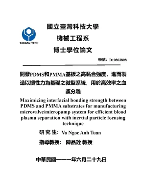 Luận án tiến sĩ cơ khí maximizing interfacial bonding strength between pdms and pmma substrates for manufacturing microvalve