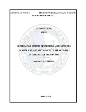 Khoá luận tốt nghiệp alternative dispute resolution adr methods in american and vietnamese contract law a comparative perspective