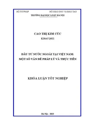 Khoá luận tốt nghiệp đầu tư nước ngoài tại việt nam một số vấn đề pháp lý và thực tiễn