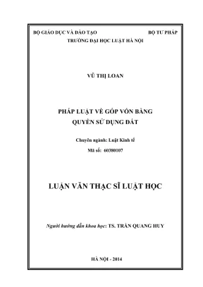 Luận văn thạc sĩ luật học pháp luật về góp vốn bằng quyền sử dụng đất