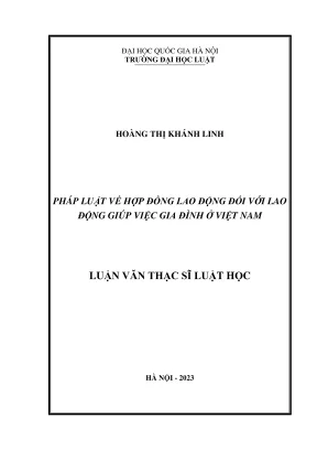 Luận văn thạc sĩ luật học pháp luật về hợp đồng lao động đối với lao động giúp việc gia đình ở việt nam