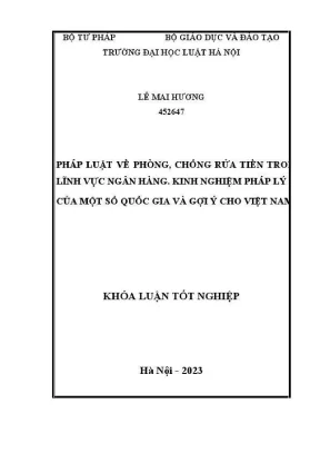 Khóa luận tốt nghiệp pháp luật về phòng chống rửa tiền trong lĩnh vực ngân hàng kinh nghiệm pháp lý của một số quốc gia và gợi ý cho việt nam