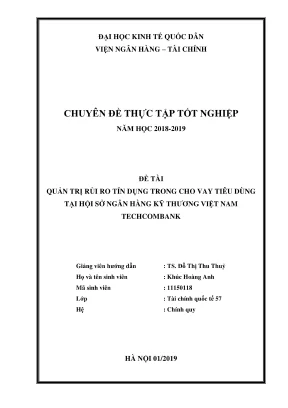 Chuyên đề thực tập tốt nghiệp quản trị rủi ro tín dụng trong cho vay tiêu dùng tại hội sở ngân hàng kỹ thương việt nam techcombank