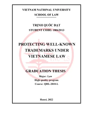 Khóa luận tốt nghiệp protecting wellknown trademarks under vietnamese law