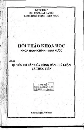 Kỷ yếu hội thảo khoa học quyền cơ bản của công dân lý luận và thực tiễn