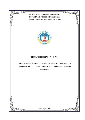 Chuyên đề tốt nghiệp improving the human resource development and control activities at mi group trading company limited
