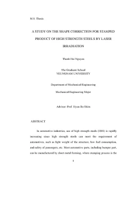 Luận án tiến sĩ a study on the shape correction for stamped product of high strength steels by laser irradiation