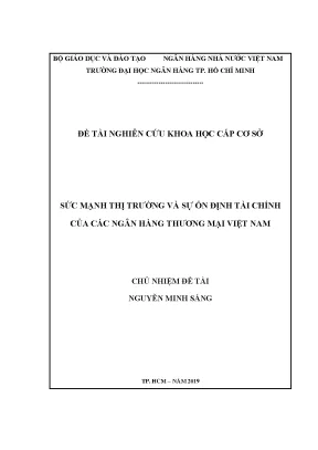 Đề tài nghiên cứu khoa học cấp cơ sở sức mạnh thị trường và sự ổn định tài chính của các ngân hàng thương mại việt nam