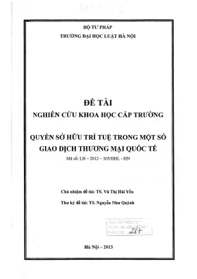 Đề tài nghiên cứu kho học cấp trường quyền sở hữu trí tuệ trong một số giao dịch thương mại quốc tế