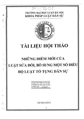 Kỷ yếu hội thảo khoa học những điểm mới của luật sửa đổi bổ sung một số điều bộ luật tố tụng dân sự