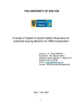 A study of impact of social media influencers on customer buying decision for vng corporation