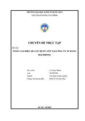 Chuyên đề thực tập nâng cao hiệu quả sử dụng vốn tại công ty xi măng hải phòng