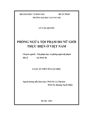 Luận án tiến sĩ luật học phòng ngừa tội phạm do nữ giới thực hiện ở việt nam
