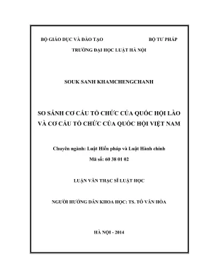 Luận văn thạc sĩ luật học so sánh cơ cấu tổ chức của quốc hội lào và cơ cấu tổ chức của quốc hội việt nam