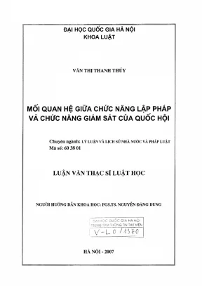 Luận văn thạc sĩ luật học mối quan hệ giữa chức năng lập pháp và chức năng giám sát của quốc hội