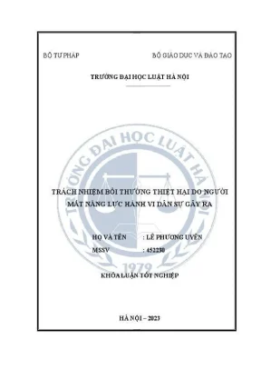 Khoá luận tốt nghiệp trách nhiệm bồi thường thiệt hại do người mất năng lực hành vi dân sự gây ra